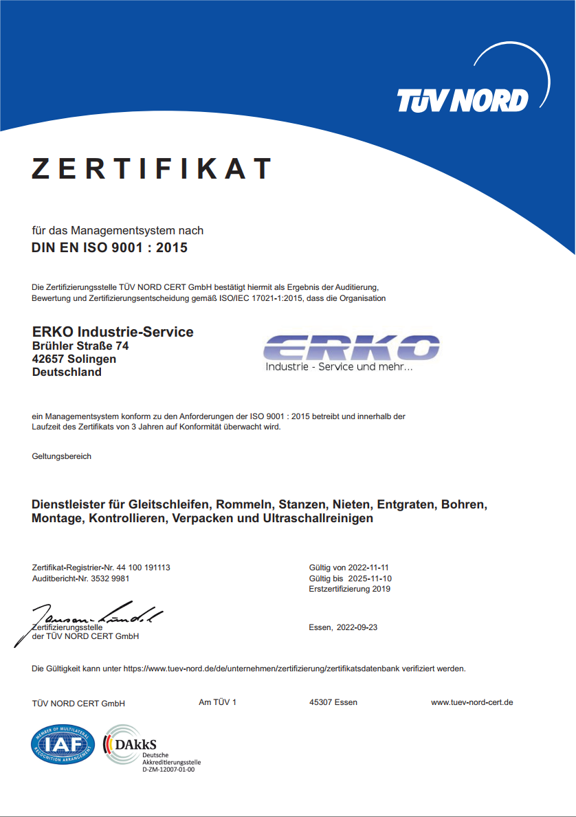 ISO 9001 Zertifikat